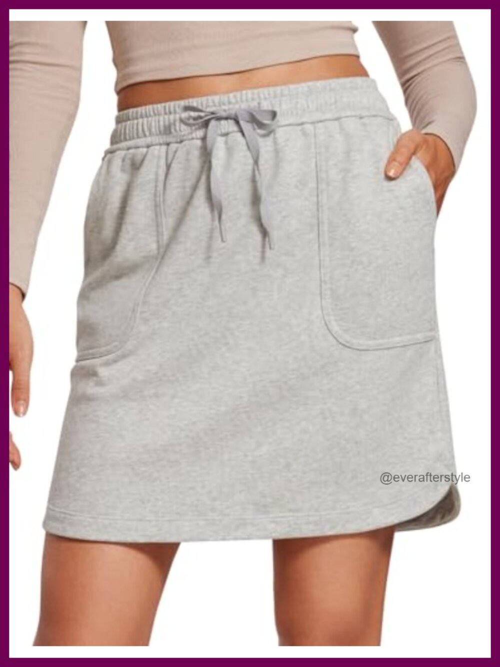 Comfy Cotton Sweat Skirt High Rise Curve Split Hem 17''